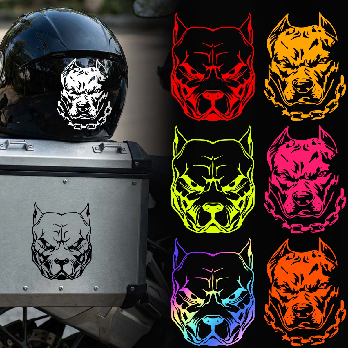 2개/세트 멀티컬러 핏불 강아지 머리 스티커, 오토바이 - Motorcycle Gear Dogs 리뷰 및 가격